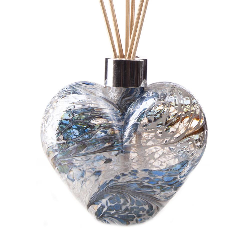 Amelia Art Glass White Blue & Green. Heart Reed Diffuser Gift Set  Extra Image 1